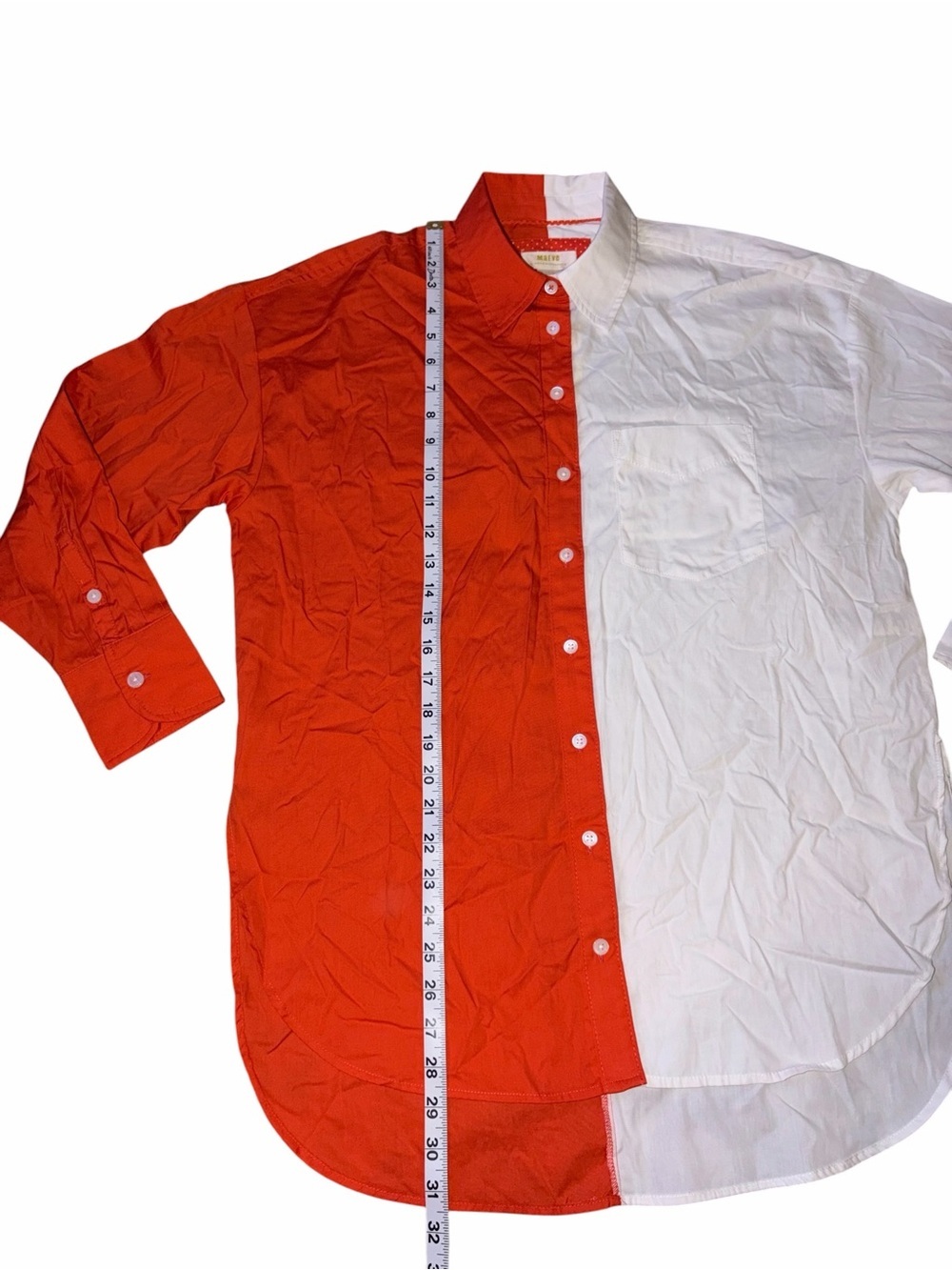 EUC Maeve by Anthropologie Oversized Colorblock Orange Button Down Shirt X-Small - Picture 8 of 8